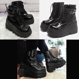 Xajzpa - 2024 Women Punk Gothic Motorcycle Boots Platform Chunky High Heels Ankle Boot Winter