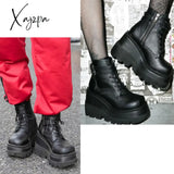 Xajzpa - 2024 Women Punk Gothic Motorcycle Boots Platform Chunky High Heels Ankle Boot Winter