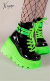 Xajzpa - 2024 Women Punk Gothic Motorcycle Boots Platform Chunky High Heels Ankle Boot Winter