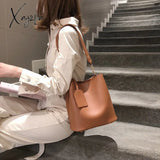 Xajzpa - 2Piece/Set Fashion Designer Pu Leather Women’s Handbags Good Casual Ladies Tote Female