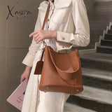 Xajzpa - 2Piece/Set Fashion Designer Pu Leather Women’s Handbags Good Casual Ladies Tote Female