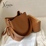 Xajzpa - 2Piece/Set Fashion Designer Pu Leather Women’s Handbags Good Casual Ladies Tote Female