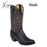 Xajzpa - 3 Color Fashion Men Women Retro Embroidered Cowboy Boots Pu Western Square Toe Plus Size