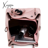 Xajzpa - 3 Pcs Solid Color Tote Bag Set Large Capacity Tassel Decor Handbag Crossbody & Flap Purse