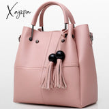 Xajzpa - 3 Pcs Solid Color Tote Bag Set Large Capacity Tassel Decor Handbag Crossbody & Flap Purse