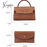 Xajzpa - 3Pcs Crocodile Embossed Bag Set Large Capacity Handbag & Crossbody Coin Purse Women Bags