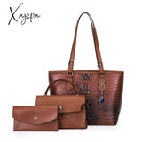 Xajzpa - 3Pcs Crocodile Embossed Bag Set Large Capacity Handbag & Crossbody Coin Purse Women Bags