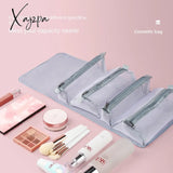 Xajzpa - 4Pcs In 1 Cosmetic Bag For Women Zipper Mesh Separable Cosmetics Pouch Ladies Foldable Pu