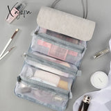 Xajzpa - 4Pcs In 1 Cosmetic Bag For Women Zipper Mesh Separable Cosmetics Pouch Ladies Foldable Pu