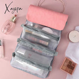 Xajzpa - 4Pcs In 1 Cosmetic Bag For Women Zipper Mesh Separable Cosmetics Pouch Ladies Foldable Pu