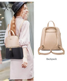 Xajzpa - 4Pcs/Set Woman Fashion Backpack Set Female Shoulder Crossbody Bag Pu Leather Purse Clutch