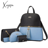 Xajzpa - 4Pcs/Set Woman Fashion Backpack Set Female Shoulder Crossbody Bag Pu Leather Purse Clutch