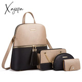 Xajzpa - 4Pcs/Set Woman Fashion Backpack Set Female Shoulder Crossbody Bag Pu Leather Purse Clutch