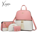 Xajzpa - 4Pcs/Set Woman Fashion Backpack Set Female Shoulder Crossbody Bag Pu Leather Purse Clutch