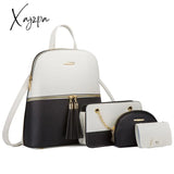 Xajzpa - 4Pcs/Set Woman Fashion Backpack Set Female Shoulder Crossbody Bag Pu Leather Purse Clutch