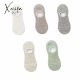 Xajzpa - 5 Pairs Women Socks Solid Colors Mesh Non-Slip Invisible Summer Ankle Slipper Set Hollow