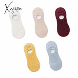 Xajzpa - 5 Pairs Women Socks Solid Colors Mesh Non-Slip Invisible Summer Ankle Slipper Set Hollow