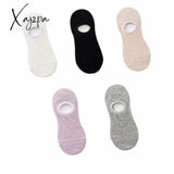 Xajzpa - 5 Pairs Women Socks Solid Colors Mesh Non-Slip Invisible Summer Ankle Slipper Set Hollow