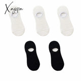 Xajzpa - 5 Pairs Women Socks Solid Colors Mesh Non-Slip Invisible Summer Ankle Slipper Set Hollow