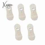 Xajzpa - 5 Pairs Women Socks Solid Colors Mesh Non-Slip Invisible Summer Ankle Slipper Set Hollow