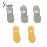 Xajzpa - 5 Pairs Women Socks Solid Colors Mesh Non-Slip Invisible Summer Ankle Slipper Set Hollow