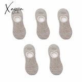 Xajzpa - 5 Pairs Women Socks Solid Colors Mesh Non-Slip Invisible Summer Ankle Slipper Set Hollow