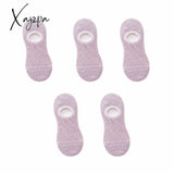 Xajzpa - 5 Pairs Women Socks Solid Colors Mesh Non-Slip Invisible Summer Ankle Slipper Set Hollow