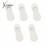 Xajzpa - 5 Pairs Women Socks Solid Colors Mesh Non-Slip Invisible Summer Ankle Slipper Set Hollow