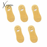 Xajzpa - 5 Pairs Women Socks Solid Colors Mesh Non-Slip Invisible Summer Ankle Slipper Set Hollow