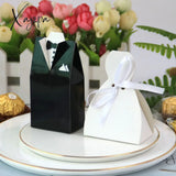 Xajzpa - 50/100Pcs Bride And Groom Wedding Favor Gifts Bag Candy Box Diy With Ribbon Decoration