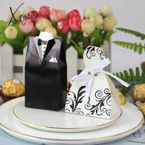 Xajzpa - 50/100Pcs Bride And Groom Wedding Favor Gifts Bag Candy Box Diy With Ribbon Decoration