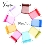 Xajzpa - 50pcs/lot (4 Size) Organza Gift Bag Jewelry Packaging Bag Wedding Party Goodie Packing Favors Cake Pouches Drawable Bags Present