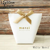 Xajzpa - 5Pcs Upscale Black White Bronzing ’Merci’ Candy Box French Thank You Wedding Favors