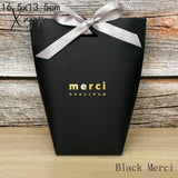 Xajzpa - 5Pcs Upscale Black White Bronzing ’Merci’ Candy Box French Thank You Wedding Favors