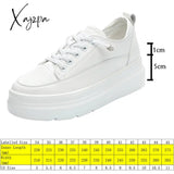 Xajzpa - 6Cm Full Cow Genuine Leather Casual Sneakers Platform Wedge Breathable Women Summer Autumn