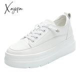 Xajzpa - 6Cm Full Cow Genuine Leather Casual Sneakers Platform Wedge Breathable Women Summer Autumn