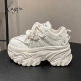 Xajzpa - 8 Cm Fashion Women’s Chunky Sneakers Black White Platform Tennis Shoes For Women Thick