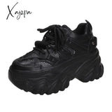 Xajzpa - 8 Cm Fashion Women’s Chunky Sneakers Black White Platform Tennis Shoes For Women Thick