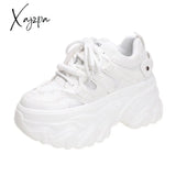 Xajzpa - 8 Cm Fashion Women’s Chunky Sneakers Black White Platform Tennis Shoes For Women Thick