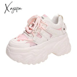 Xajzpa - 8 Cm Fashion Women’s Chunky Sneakers Black White Platform Tennis Shoes For Women Thick