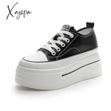 Xajzpa - 8Cm Platform Wedge Genuine Leather Summer Black White No Plush Has New Leisure Height