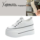 Xajzpa - 8Cm Platform Wedge Genuine Leather Summer Black White No Plush Has New Leisure Height