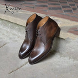 Xajzpa - Ankle Boots For Men Classic Business Casual Party Daily Pu Solid Color Simple Wingtip