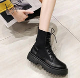 Xajzpa - Ankle Boots For Women Autumn Motorcycle Thick Heel Platfoankle Brm Shoes Woman Slip On