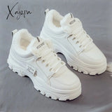 Xajzpa - Ankle Snow Sneakers Woman Female Fashion Pu Plush Winter Shoes For Women Platform Flats