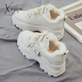 Xajzpa - Ankle Snow Sneakers Woman Female Fashion Pu Plush Winter Shoes For Women Platform Flats