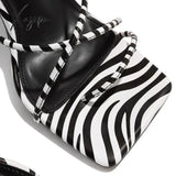 Xajzpa - Around-The-Ankle Lace-Up Closure Open Squared Toe Heels