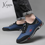 Xajzpa - Artificial Leather Men Casual Shoes Male Spring Light Sneakers Lace-Up Flats Outdoors 6 /