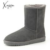 Xajzpa - Australia Classic Fashion Warm Plush Winter Shoes Men Waterproof Genuine Leather Snow Boots Work Boots Men's Casual Shoes