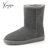 Xajzpa - Australia Classic Fashion Warm Plush Winter Shoes Men Waterproof Genuine Leather Snow